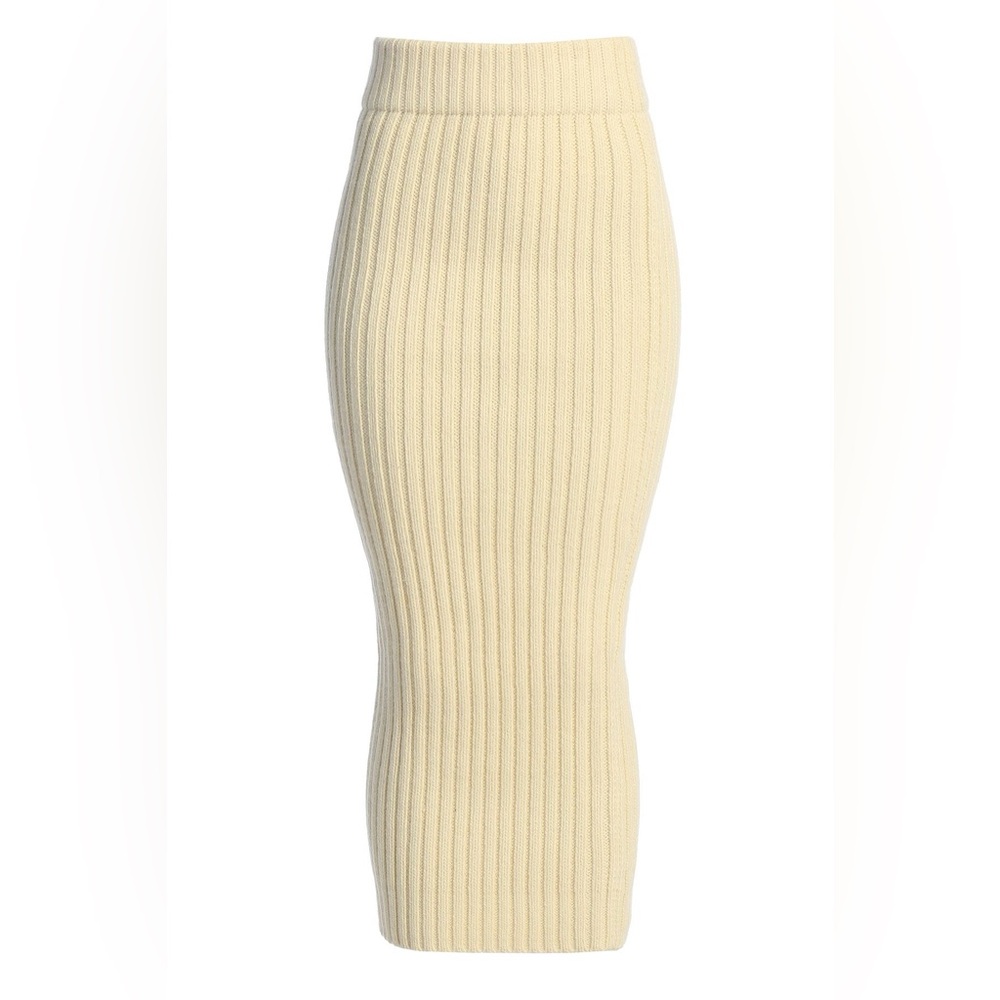 JLUXLABEL Cream Ribbed Knit Skirt